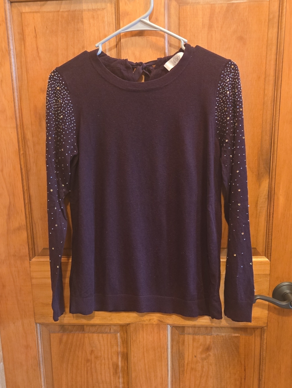 Women's Long-Sleeve Sweater with Embellished Sleeves Loft Medium